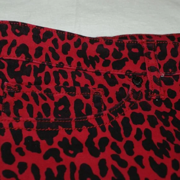 Flattering Red Leopard Jeans Size 14 Stretchy Comfy - Picture 10 of 16
